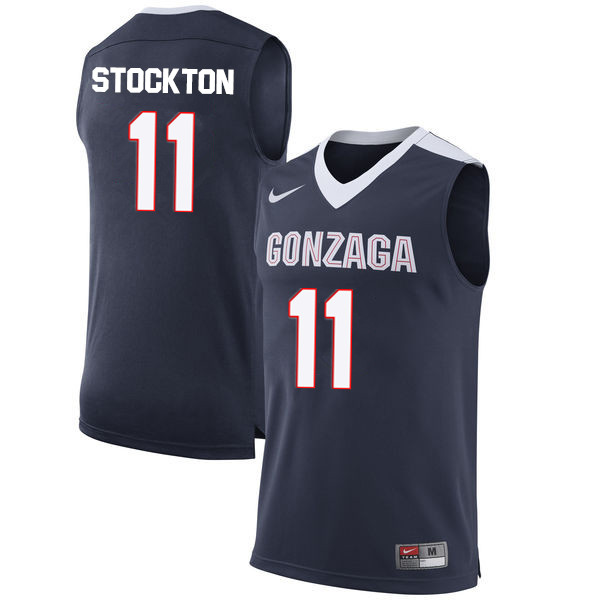 Men #11 David Stockton Gonzaga Bulldogs College Basketball Jerseys-Navy - Click Image to Close